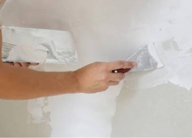 Wall surface preparation using filler before painting or renovation