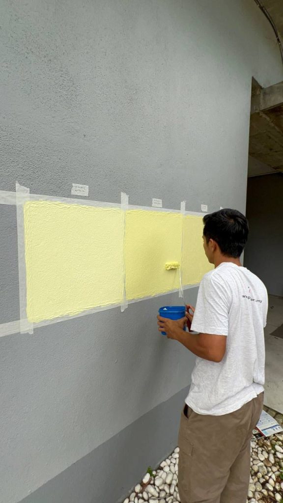 Ujian warna cat luar dinding oleh Painthero.